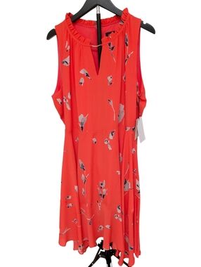 Ivanka Trump Coral Floral Sleeveless Dress